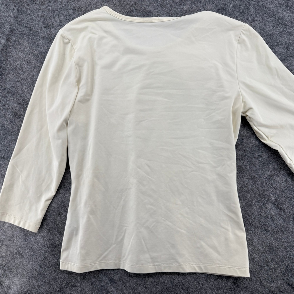 J.McLaughlin Top Women S Cream 3/4 Sleeve Scoop Neck Stretch Minimalist - Picture 6 of 12